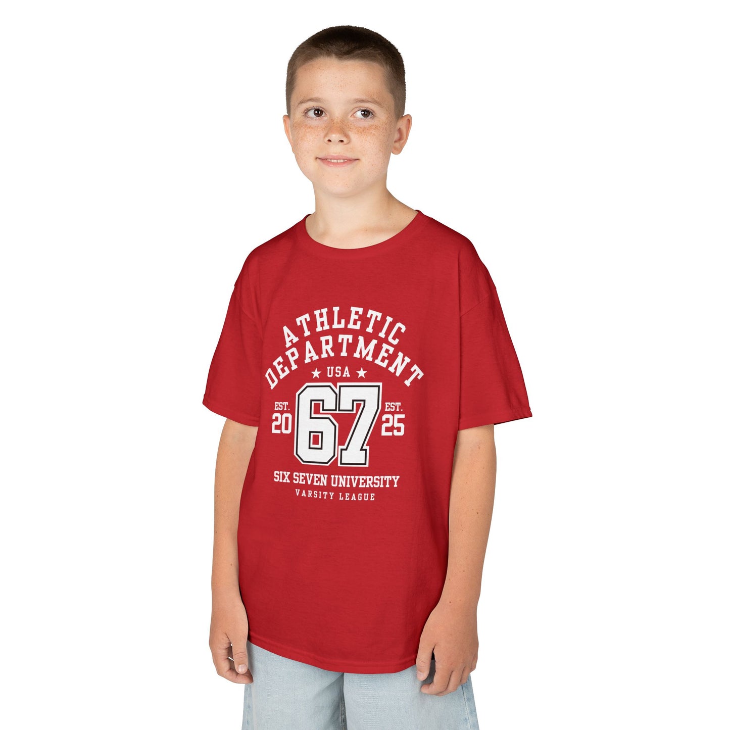 Kids 67 Athletic Department Varsity University Jersey Style (Unisex T-Shirt)