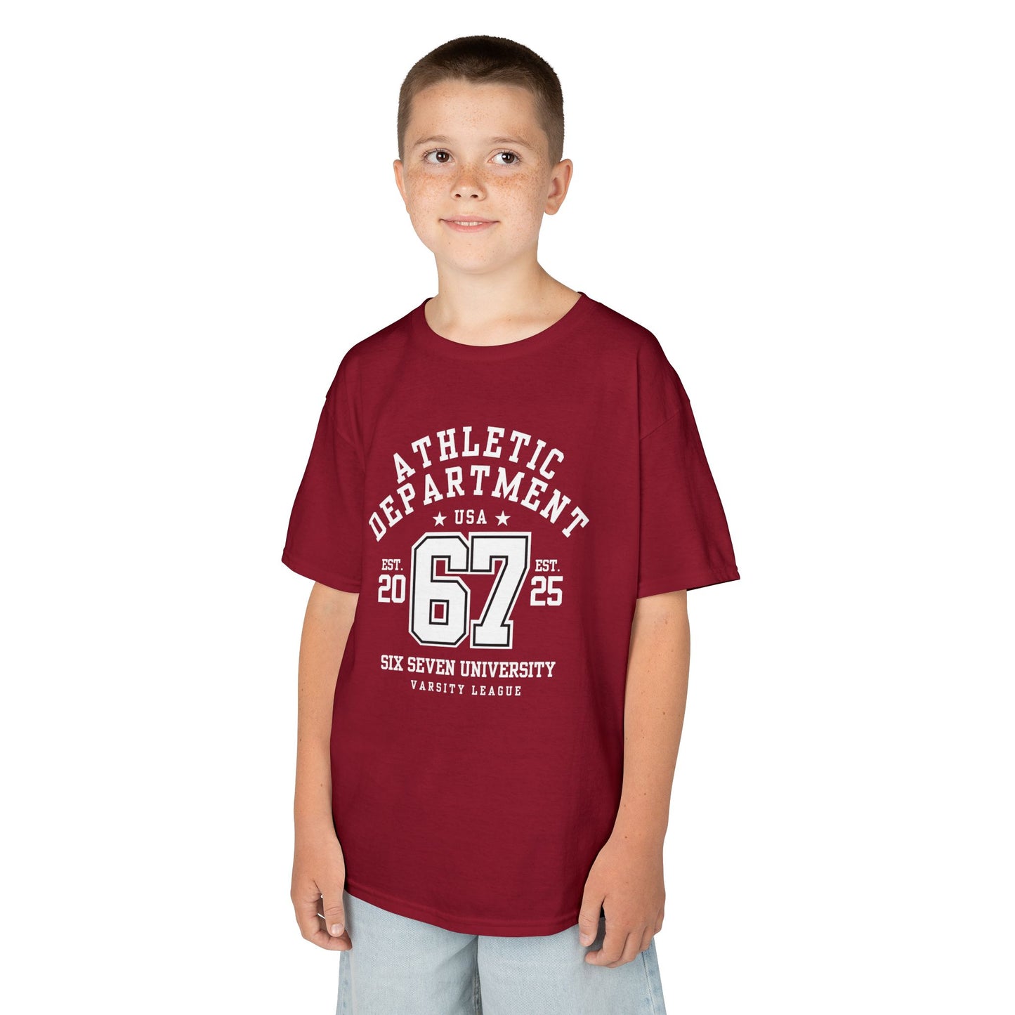 Kids 67 Athletic Department Varsity University Jersey Style (Unisex T-Shirt)